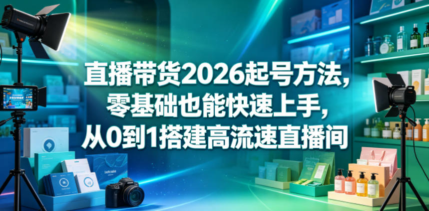直播带货2026起号方法,零基础也能快速上手,从0到1搭建高流速直播间-源创文化