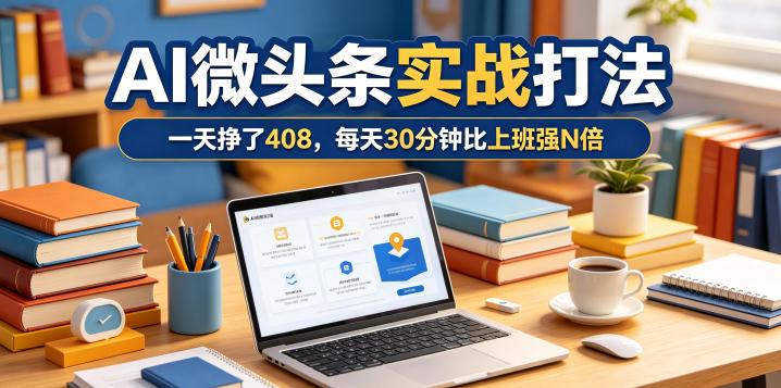 一天挣了408,AI微头条实战打法,每天30分钟比上班强N倍-源创文化