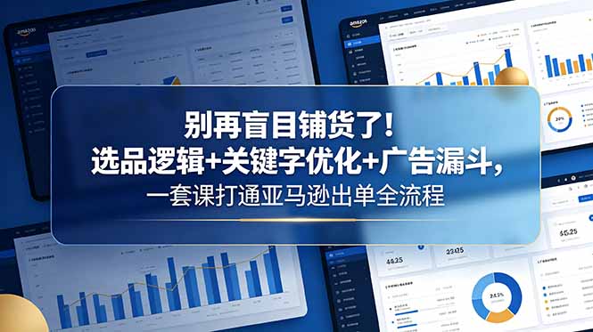 别再盲目铺货了!选品逻辑+关键字优化+广告漏斗,一套课打通亚马逊出单全流程-源创文化