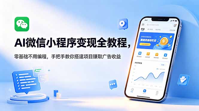 AI微信小程序变现全教程,零基础不用编程,手把手教你搭建项目赚取广告收益-源创文化