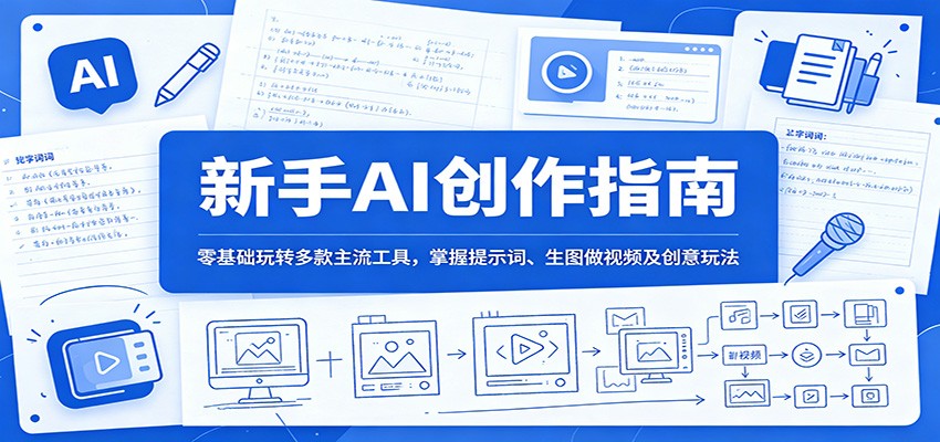 新手AI创作指南:零基础玩转多款主流工具,掌握提示词、生图做视频及创意玩法-源创文化