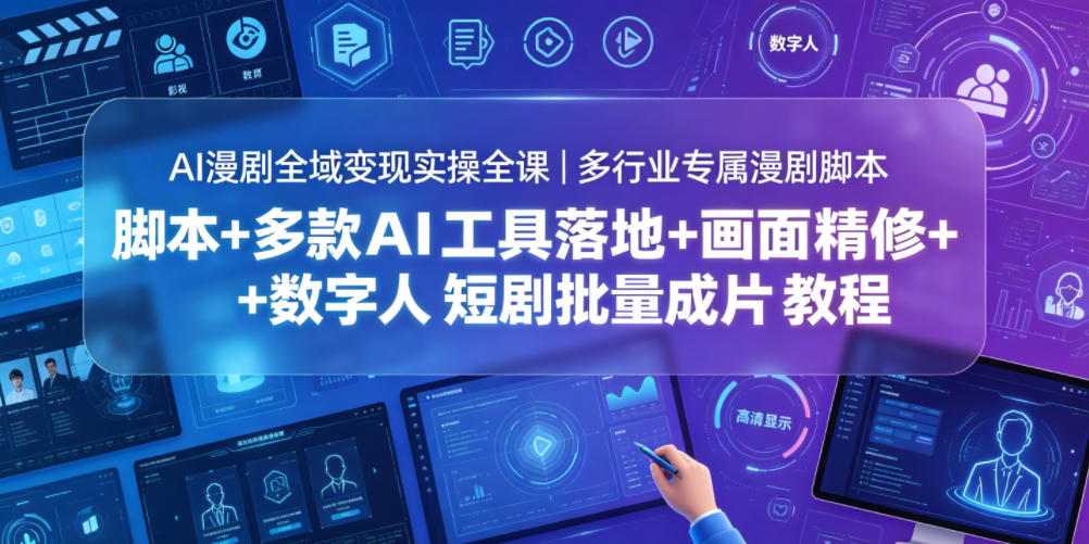 AI漫剧全域变现实操全课|多行业专属漫剧脚本+多款AI工具落地+画面精修+数字人短剧批量成片全教程-源创文化