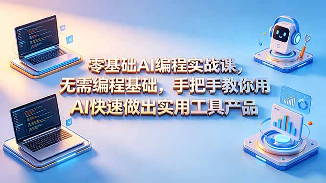 零基础AI编程实战课-更新,无需编程基础,手把手教你用AI快速做出实用工具产品-源创文化