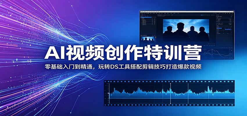 AI视频创作特训营：零基础入门到精通，玩转DS工具搭配剪辑技巧打造爆款视频-源创文化