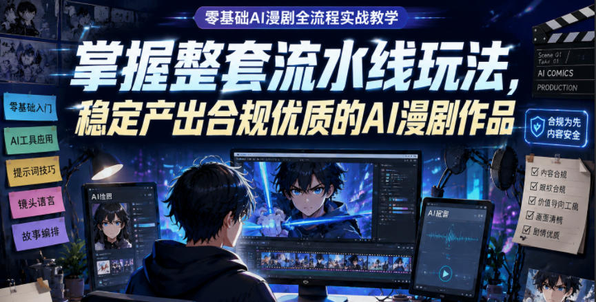 零基础AI漫剧全流程实战教学,掌握整套流水线玩法,稳定产出合规优质的AI漫剧作品-源创文化