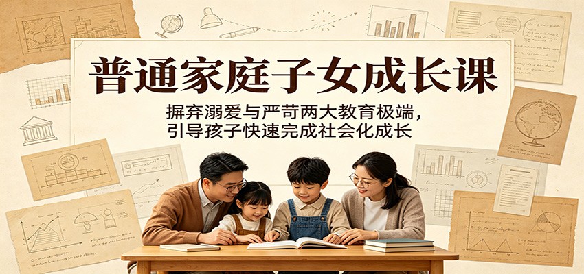 普通家庭子女成长课：摒弃溺爱与严苛两大教育极端，引导孩子快速完成社会化成长-源创文化