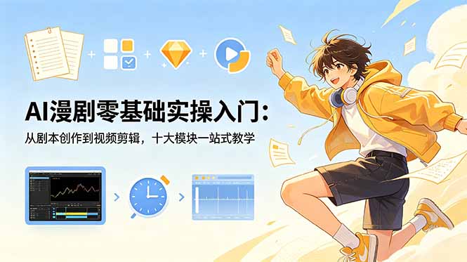 AI漫剧零基础实操入门：从剧本创作到视频剪辑，十大模块一站式教学-源创文化