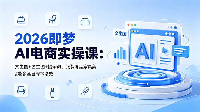2026即梦AI电商实操课:文生图+图生图+提示词,服装饰品家具美妆多类目降本增效-源创文化