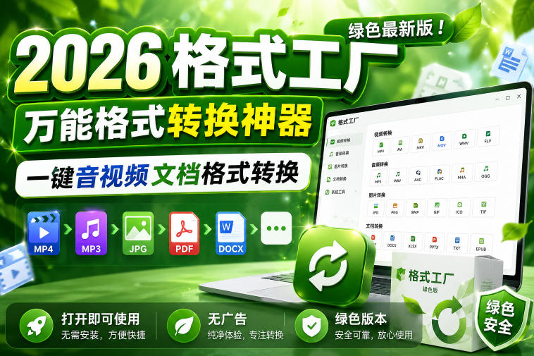 2026格式工厂绿色最新版!万能格式转换神器,一键音视频文档格式转换,打开即可使用,无广告绿色版本-源创文化