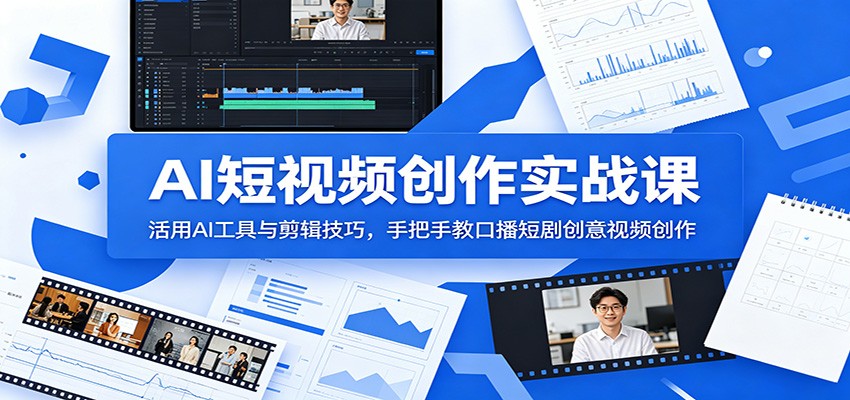 AI短视频创作实战课：活用AI工具与剪辑技巧，手把手教口播短剧创意视频创作-源创文化