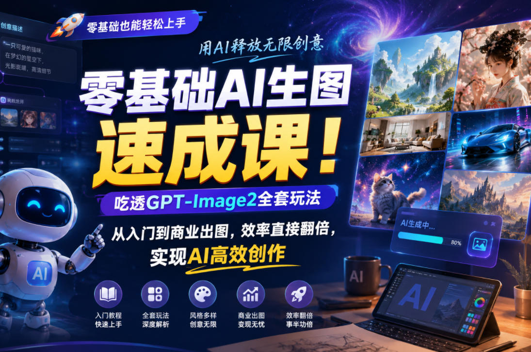 零基础AI生图速成课!吃透GPT-Image2全套玩法,从入门到商业出图,效率直接翻倍,实现AI高效创作-源创文化