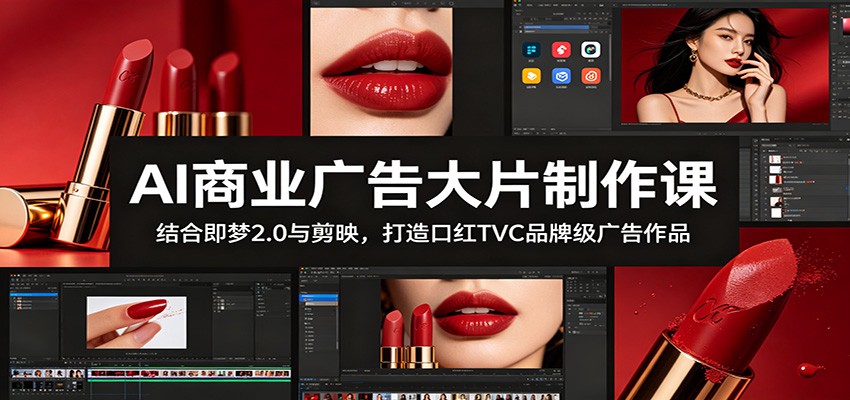 AI商业广告大片制作课:结合即梦2.0与剪映,打造口红TVC品牌级广告作品-源创文化