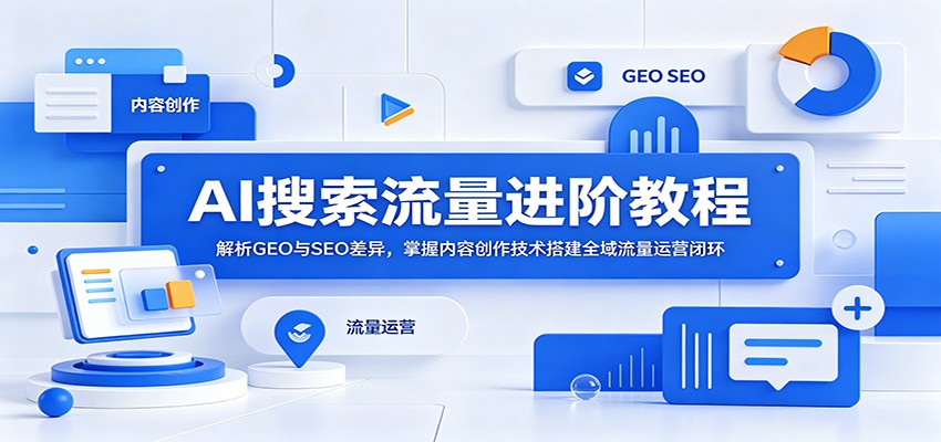 AI搜索流量进阶教程：解析GEO与SEO差异，掌握内容创作技术搭建全域流量运营闭环-源创文化
