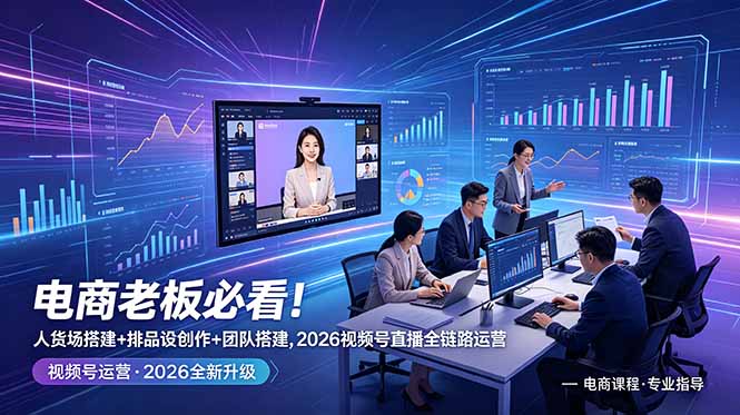 电商老板必看!人货场搭建+排品设计+素材创作+团队搭建,2026视频号直播全链路运营-源创文化