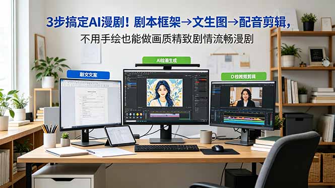 3步搞定AI漫剧!剧本框架→文生图→配音剪辑,不用手绘也能做画质精致剧情流畅漫剧-源创文化