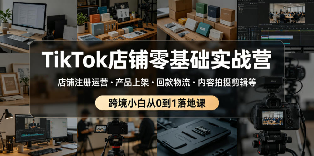 TikTok店铺零基础实战营,店铺注册运营・产品上架・回款物流・内容拍摄剪辑等 ,跨境小白从0到1落地课-源创文化
