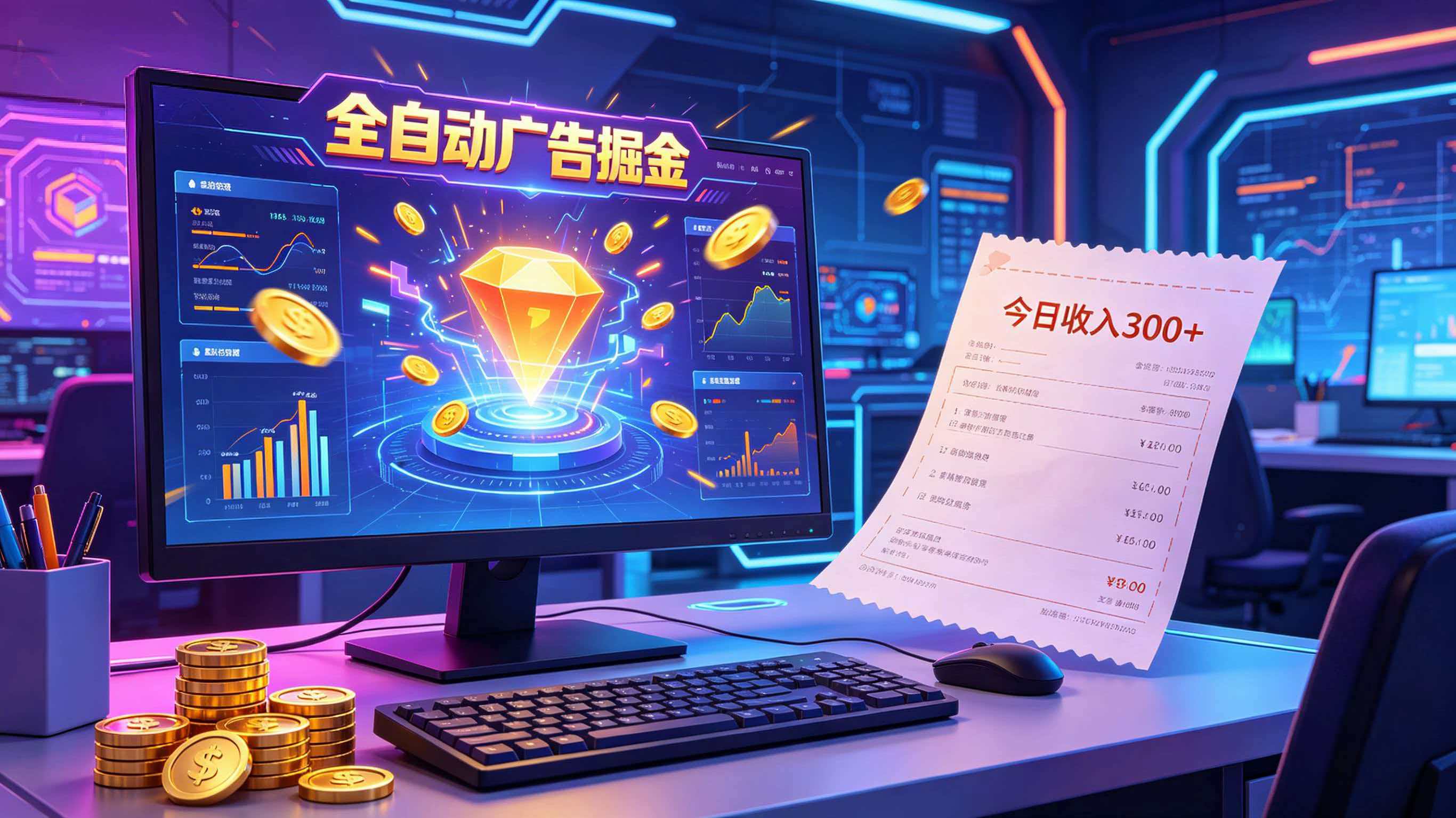 全自动广告掘金,日入300+。全程Ai自动化运行,解放双手,时间自由。收益稳定-源创文化