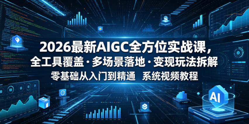 2026最新AIGC全方位实战课,全工具覆盖・多场景落地・变现玩法拆解,零基础从入门到精通系统视频教程-源创文化