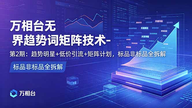 万相台无界趋势词矩阵技术-第2期:趋势明星+低价引流+矩阵计划,标品非标品全拆解-源创文化