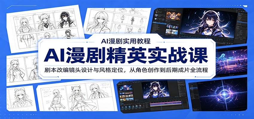 AI漫剧精英实战课:剧本改编镜头设计与风格定位,从角色创作到后期成片全流程-源创文化