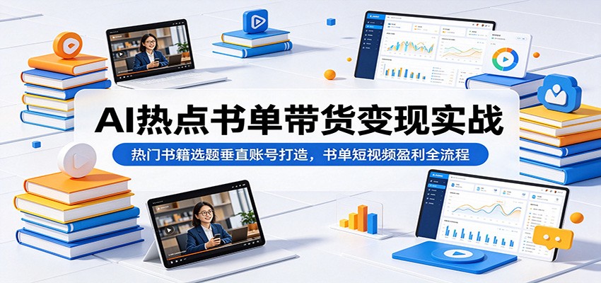 AI热点书单带货变现实战:热门书籍选题垂直账号打造,书单短视频盈利全流程-源创文化