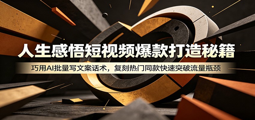 人生感悟短视频爆款打造秘籍：巧用A 批量写文案话术，复刻热门同款快速突破流量瓶颈-源创文化