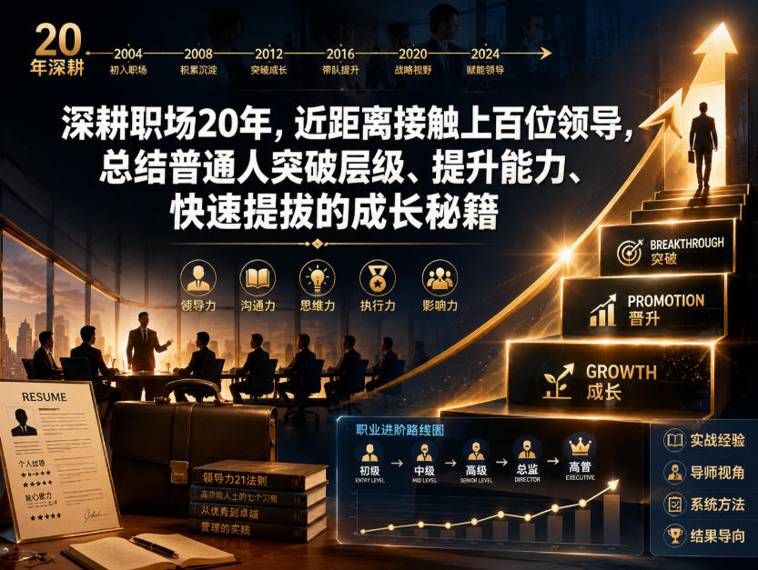 付费文章：深耕职场20年，近距离接触上百位领导，总结普通人突破层级、提升能力、快速提拔的成长秘籍(全网独家干货)-源创文化