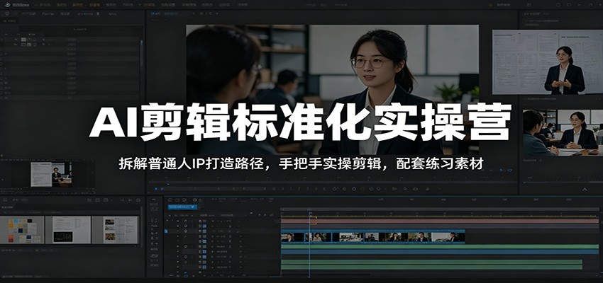 AI剪辑标准化实操营：拆解普通人IP打造路径，手把手实操剪辑，配套练习素材-源创文化