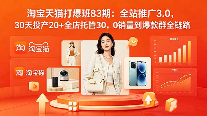 2026淘宝天猫打爆班83期:全站推广3.0,30天投产20+全店托管30,0销量到爆款群全链路-源创文化