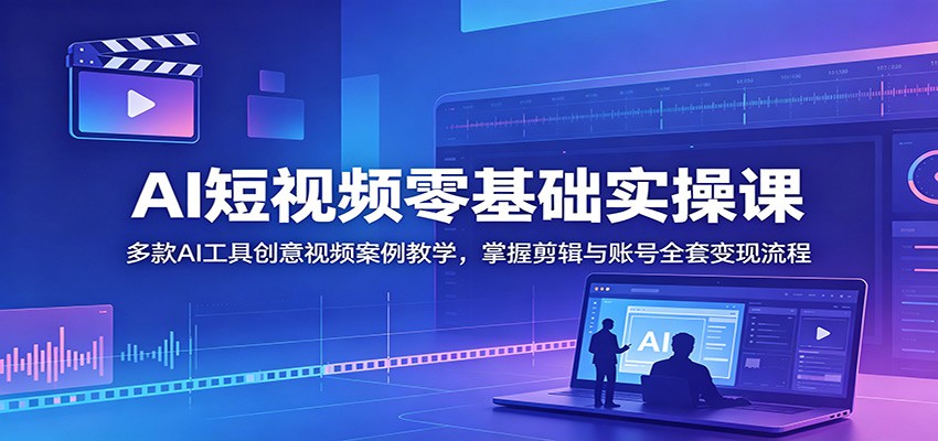 AI短视频零基础实操课：多款AI工具创意视频案例教学，掌握剪辑与账号全套变现流程-源创文化
