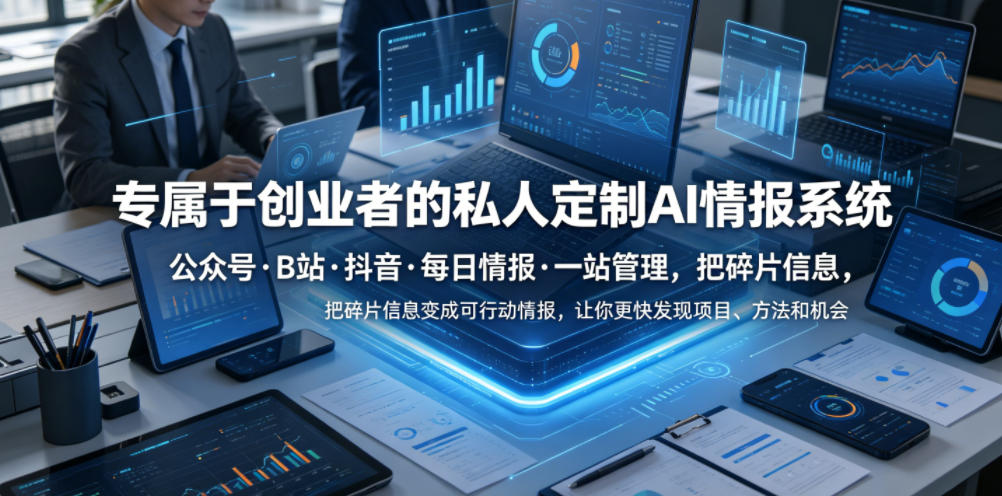 专属于创业者的私人定制AI情报系统,公众号·B站·抖音·每日情报·一站管理,把碎片信息变成可行动情报,让你更快发现项目、方法和机会-源创文化