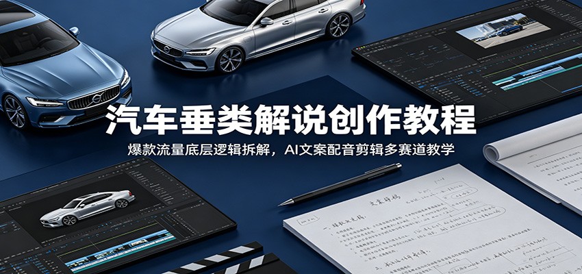 汽车垂类解说创作教程:爆款流量底层逻辑拆解,AI文案配音剪辑多赛道教学-源创文化
