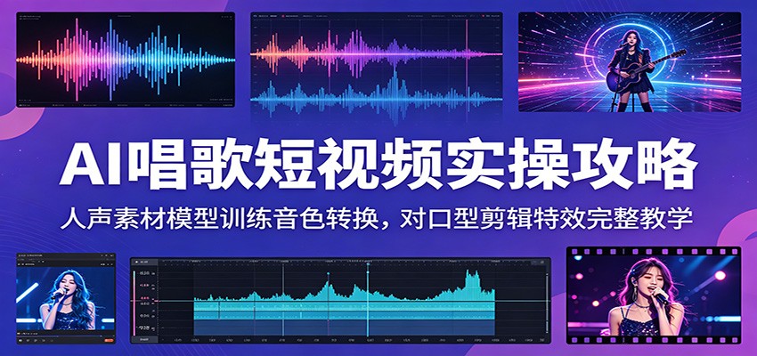 AI唱歌短视频实操攻略:人声素材模型训练音色转换,对口型剪辑特效完整教学-源创文化