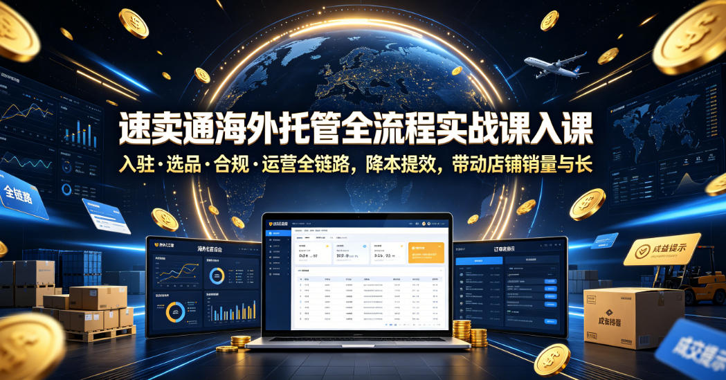 速卖通海外托管全流程实战课入驻・选品・合规・运营全链路,降本提效,带动店铺销量与收益增长-源创文化