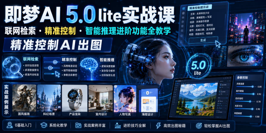 即梦AI 5.0 lite实战课，联网检索・精准控制・智能推理进阶功能全教学，精准控制AI出图-源创文化