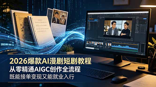 2026 爆款 AI 漫剧短剧教程 从零精通 AIGC 创作全流程 既能接单变现又能就业入行-源创文化