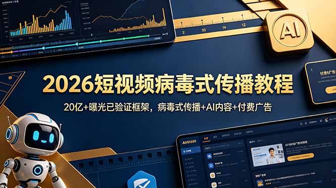 2026短视频病毒式传播教程：20亿+曝光已验证框架，病毒式传播+AI内容+付费广告-源创文化
