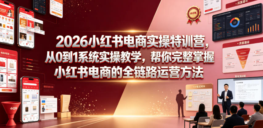 2026小红书电商实操特训营,从0到1系统实操教学,帮你完整掌握小红书电商的全链路运营方法-源创文化