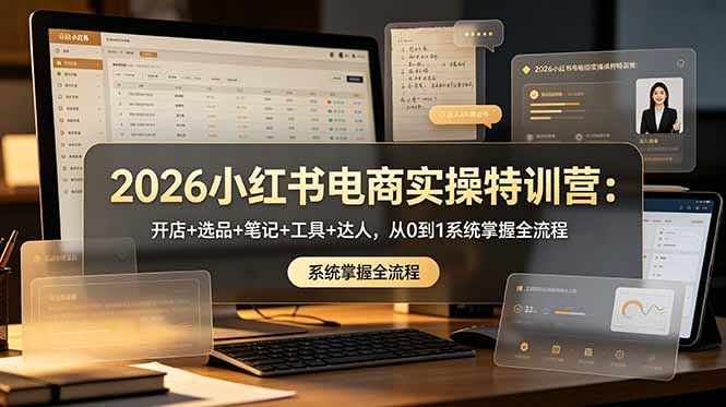 2026小红书电商实操特训营:开店+选品+笔记+工具+达人,从0到1系统掌握全流程-源创文化