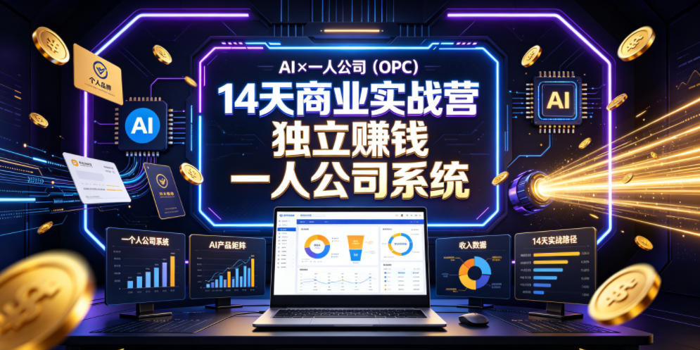 AI×一人公司(OPC)14天商业实战营,用AI帮你搭建一个属于你自己的、能独立賺钱的一人公司系统-源创文化