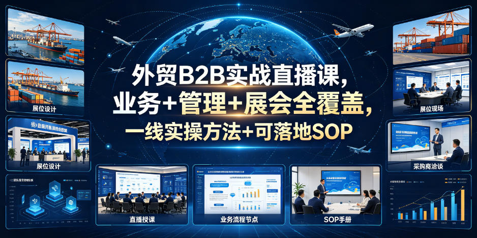 外贸B2B实战直播课,业务+管理+展会全覆盖,一线实操方法+可落地SOP-源创文化