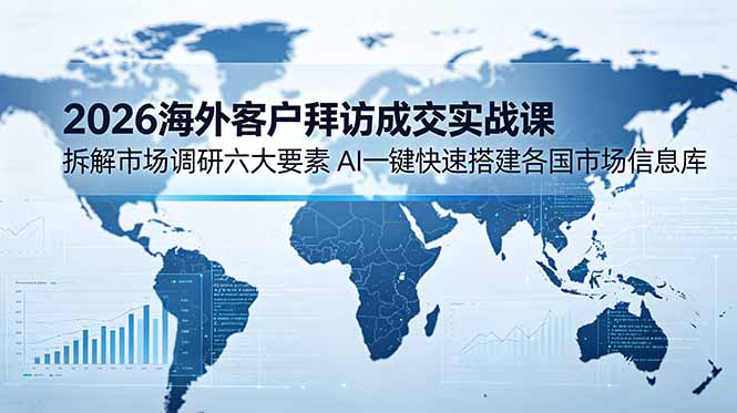 2026海外客户拜访成交实战课:拆解市场调研六大要素,AI一键快速搭建各国市场信息库-源创文化