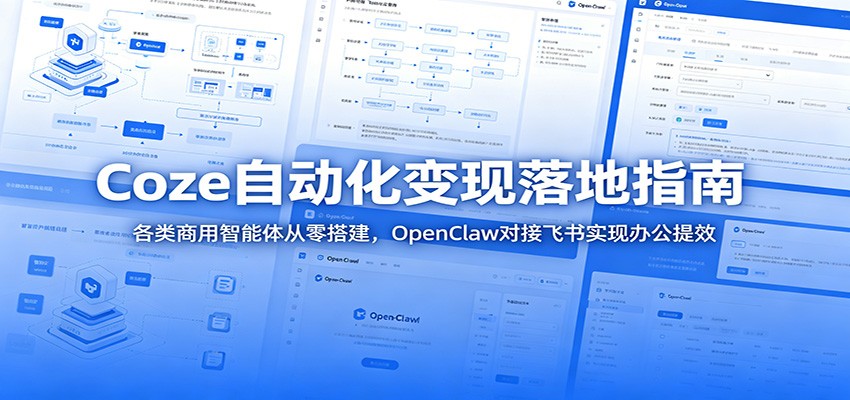 Coze自动化变现落地指南：各类商用智能体从零搭建，OpenClaw对接飞书实现办公提效-源创文化