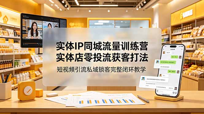 实体IP同城流量训练营:实体店零投流获客打法,短视频引流私域锁客完整闭环教学-源创文化