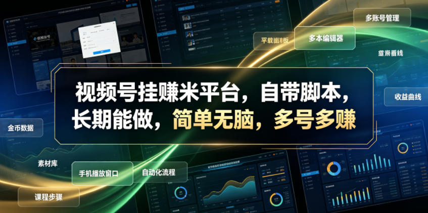 视频号挂賺米平台,自带脚本,长期能做,简单无脑,多号多賺【揭秘】-源创文化