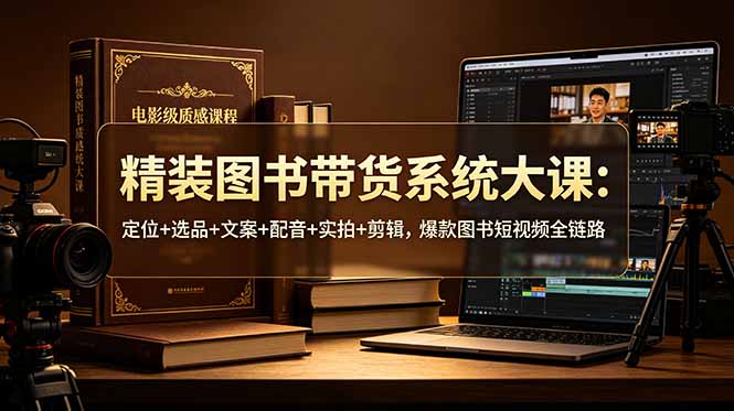 精装图书带货系统大课：定位+选品+文案+配音+实拍+剪辑，爆款图书短视频全链路-源创文化