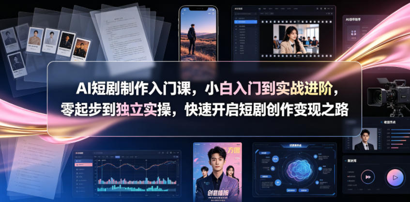AI短剧制作入门课，小白入门到实战进阶，零起步到独立实操，快速开启短剧创作变现之路-源创文化