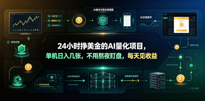 24小时挣美金的AI量化项目，单机日入几十美刀，不用熬夜盯盘，每天见收益【揭秘】-源创文化