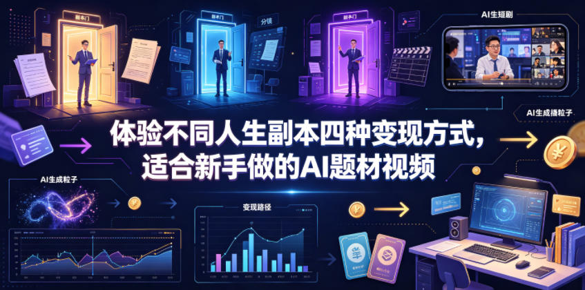 体验不同人生副本四种变现方式,适合新手做的AI题材视频-源创文化