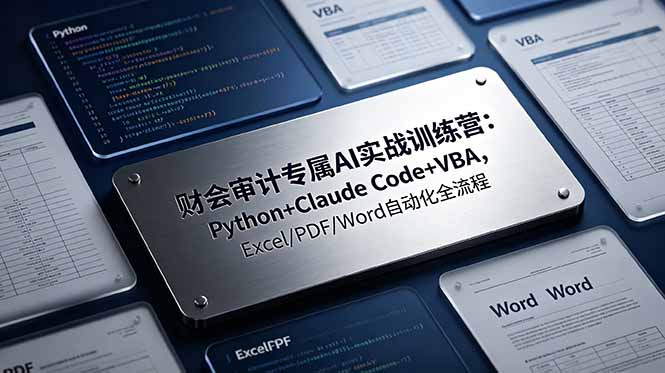 财会审计专属 AI实战训练营:Python+Claude Code+VBA,Excel/PDF/Word自动化全流程-源创文化